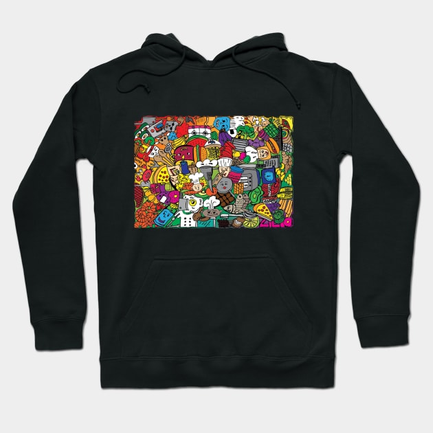 Doodle Kitchen Ambience Hoodie by ozilio clothing